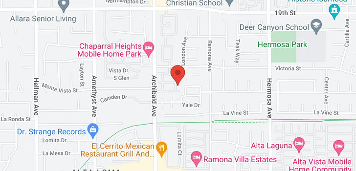 map of 6949 Laguna Unit #1, Rancho Cucamonga, CA 91701